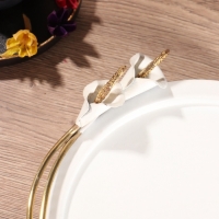 Фруктовница "Белые цветы каллы" белая с золотом нержавеющая сталь 25х26х7,5 см