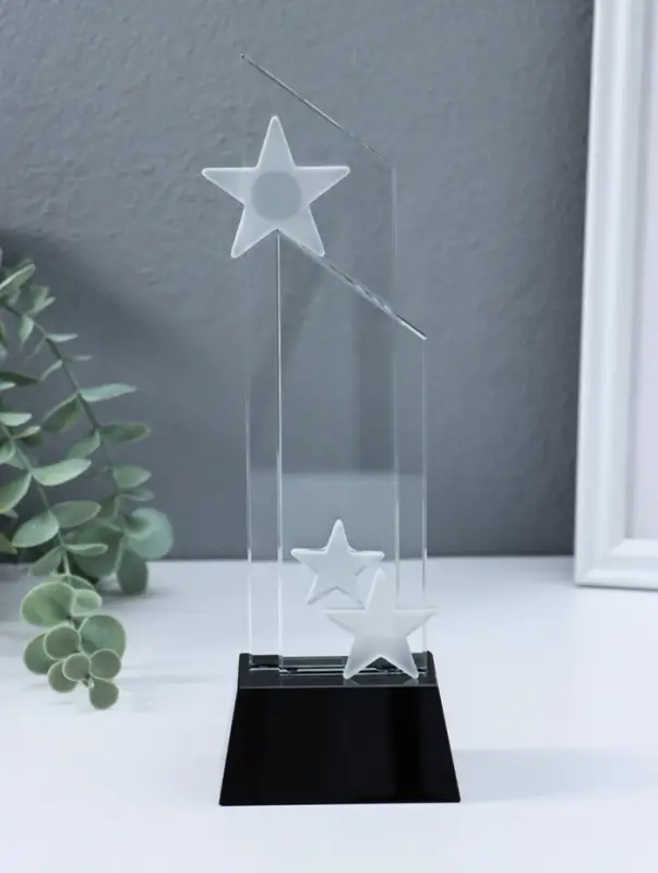 Стела наградная стекло "Звездопад" подставка h=4 ширина 6 и 8 см 6х8х22,5 см