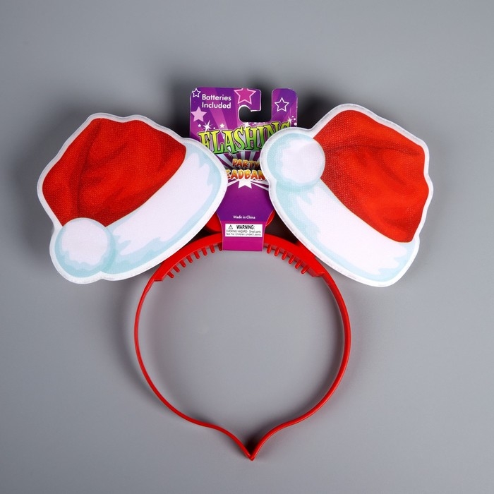 Ободок светодиодный Ободок светодиодный "Колпак" 18x16x3 см, 2 LED, батарейки AG10x3 (в комплекте), мерцание, свечение мульти