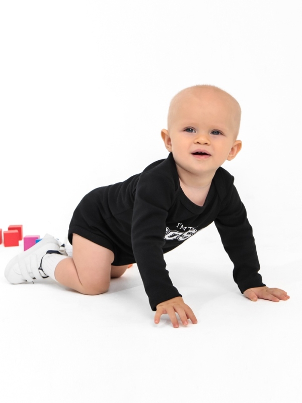Боди детское с длинным рукавом Крошка Я "Little Boss", рост 86-92 см, цвет чёрный