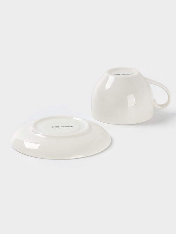 Чайная пара Доляна "Цветы" цвет белый  чашка 250 мл, блюдце 15 см