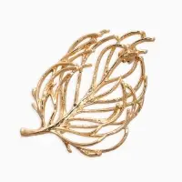 Брошь "Лист" веточка, цвет золото