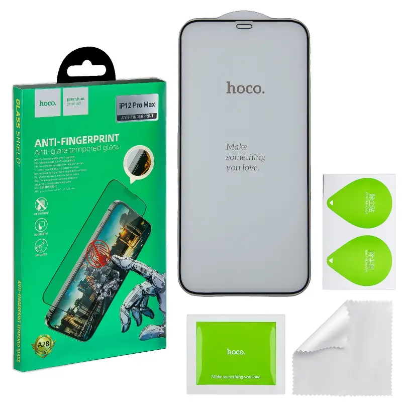 Защитное стекло IPH 12 Pro Max (6.7) Anti Fingerprint A28 HOCO