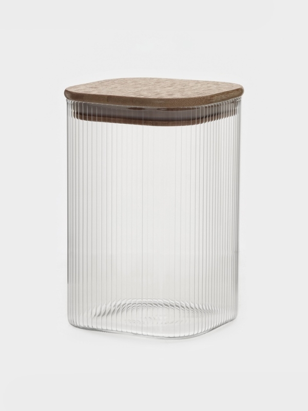 Банка для сыпучих продуктов с бамбуковой крышкой "Эко. Квадрат" 1,3 л, 10х15 см