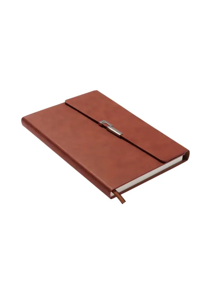 Ежедневник недатированный формат А5, с клапаном, 96л, линия, пвх, Коричневый