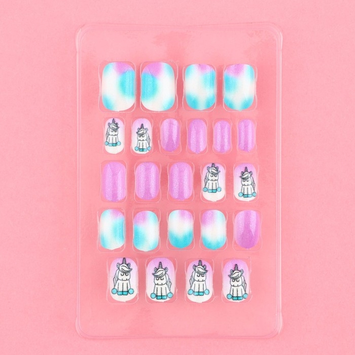 Детские накладные ногти &laquo;Единорожек&raquo;, 24 шт