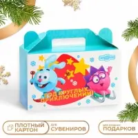 Подарочная коробка Новогодняя Подарочек малый &laquo;Смешарики&raquo; лицензия 17.5&times;7&times;10.5 см (+3.5 см).