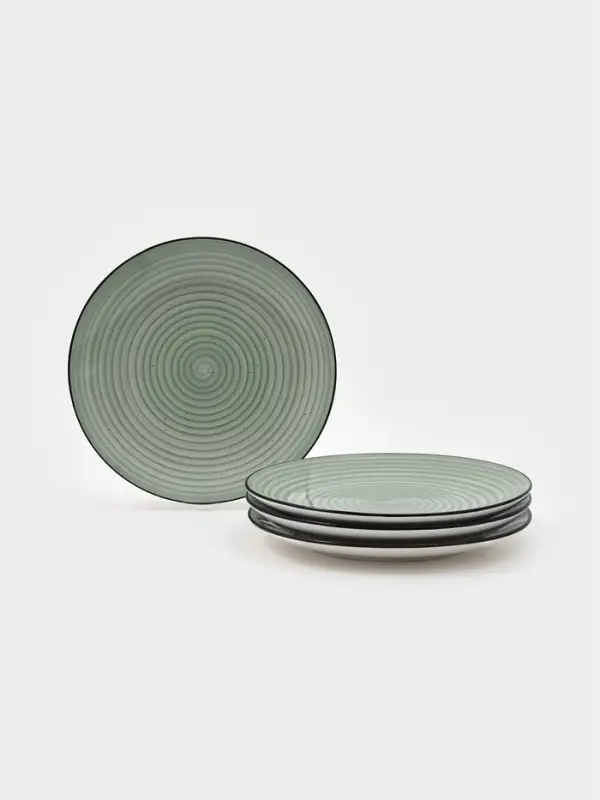 Набор тарелок 4 шт Доляна "Nature"  27 см  зеленый в крапинку