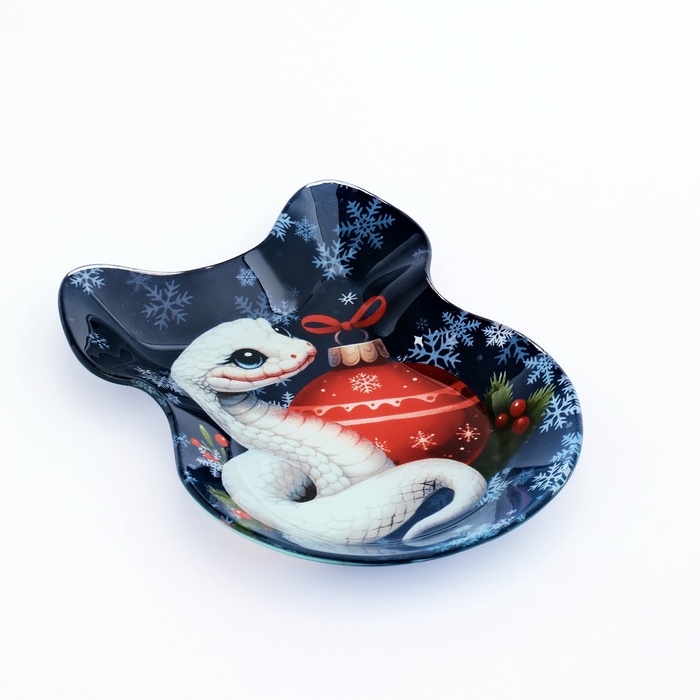 Тарелка новогодняя стеклянная в форме банта &laquo;Все сбудется&raquo;, 13,5 х 18 см