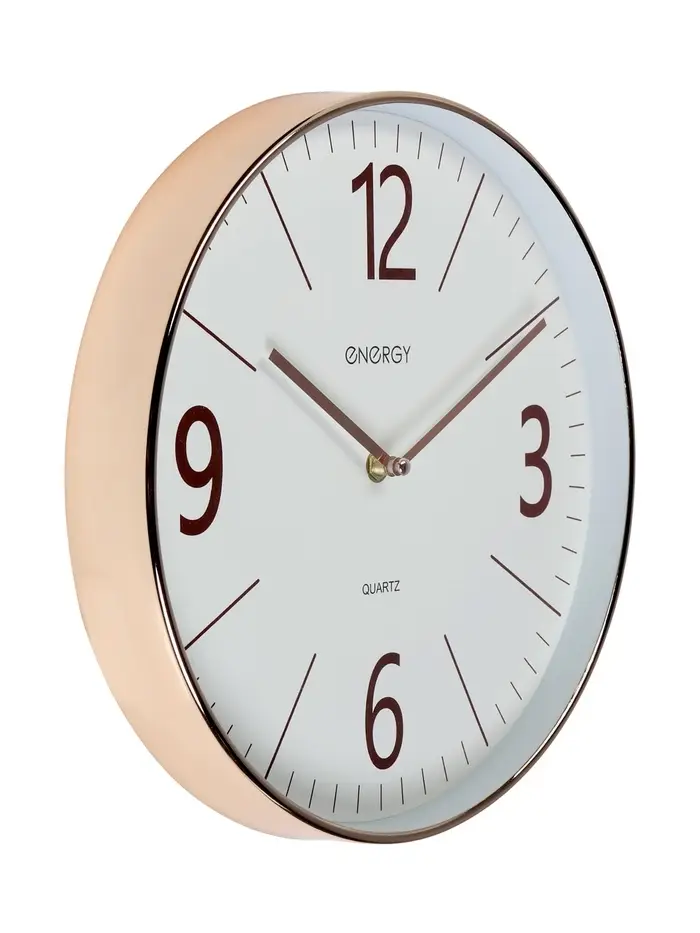 Часы настенные ENERGY ЕС-158, интерьерные, d-29.3 см, кварцевые, белые с золотым