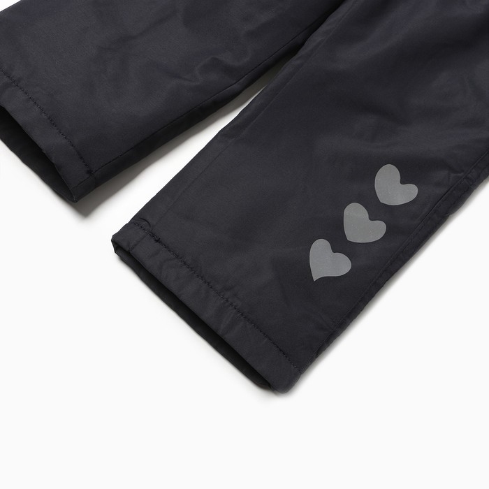 Полукомбинезон утеплённый для девочек, цвет тёмно-синий, рост 86 см