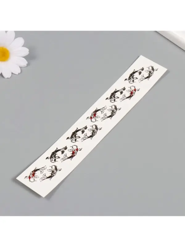 Переводная тату на тело чёрно-красная &laquo;Браслет. Рыбы Кои&raquo;, 20&times;3 см