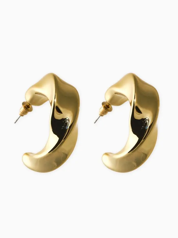 Серьги-кольца "Перекрученые", d=3см, цвет золото