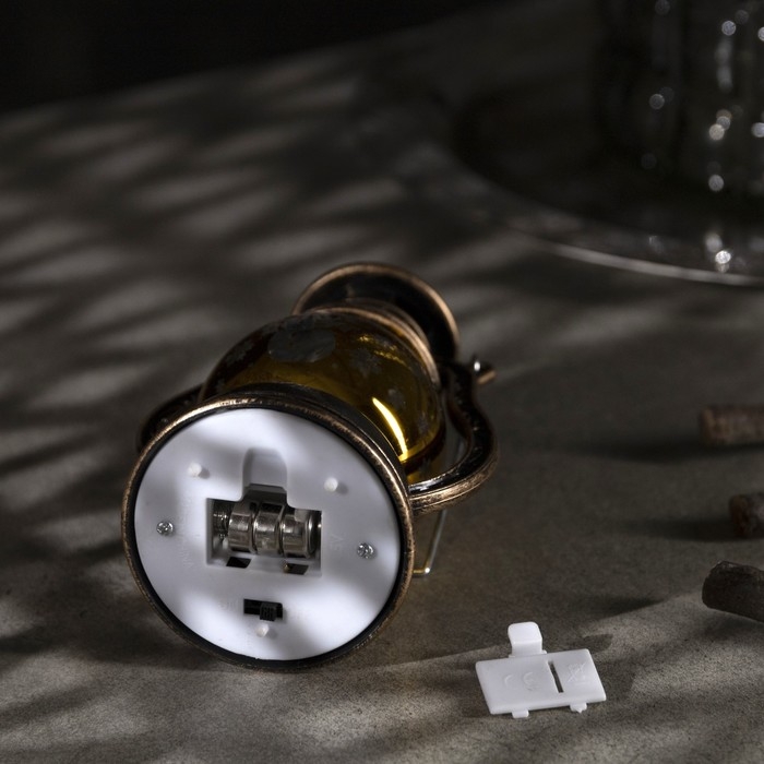 Светодиодная фигура &laquo;Фонарь со снеговиком&raquo; 8 &times; 12 &times; 6 см, пластик, батарейки AG13х3 (в комплекте), свечение тёплое белое