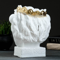 Копилка "Лев в короне" белый с золотом, 26см