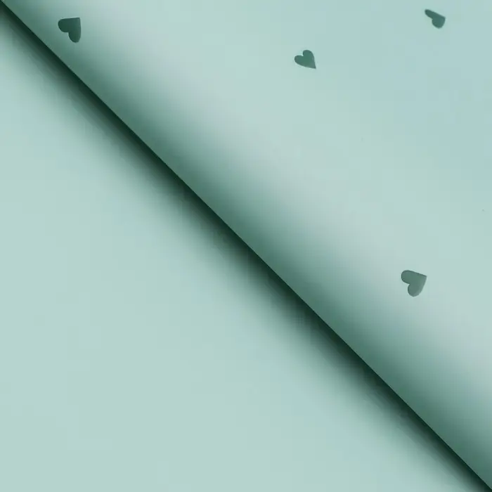 Пленка в листах, 58 х 58 см, "Сердечки", зелёная 65 микрон (+- 1см)