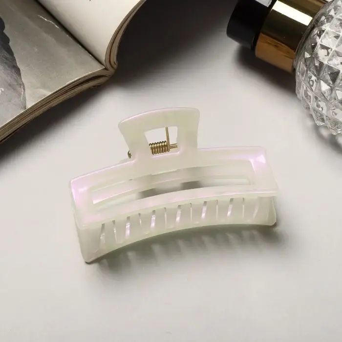 Крабик для волос &laquo;Жемчужный&raquo;, прямой, 7 см, белый