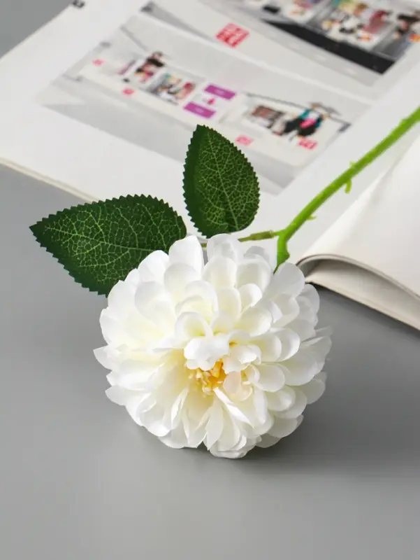 Цветы искусственные "Хризантема Амадея" d-9 см 46 см, белый