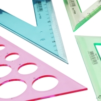 Набор треугольников 4 штуки, Calligrata катет 9/12/20/25 см, с окружностями, прозрачные, МИКС