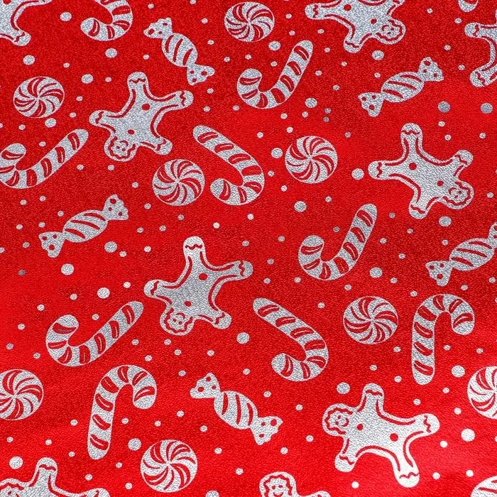 Плёнка упаковочная фольгированная &laquo;Снеговик&raquo;, 70&times;50 см, красный