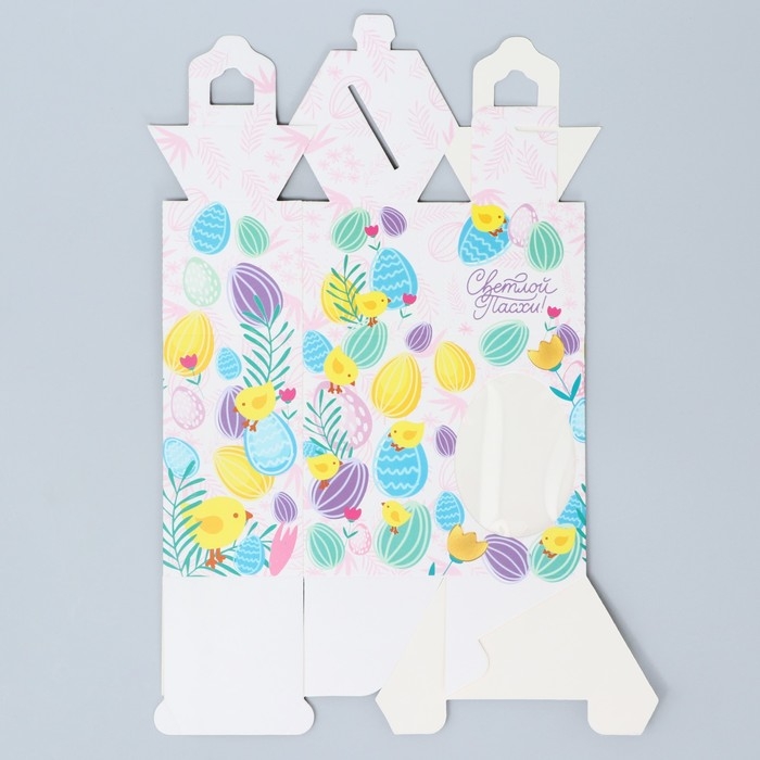 Коробка кондитерская складная, упаковка &laquo;Поздравляю с Пасхой!&raquo;, Пасха, 8 х 8 х 21 см