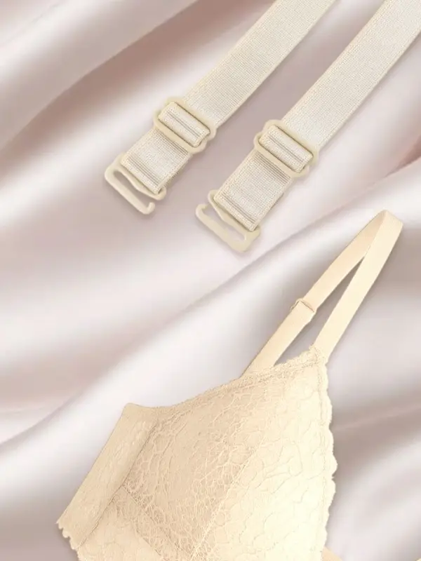 Лямки для бюстгальтера, текстильные, 1.5 см, 37 см, пара, бежевые