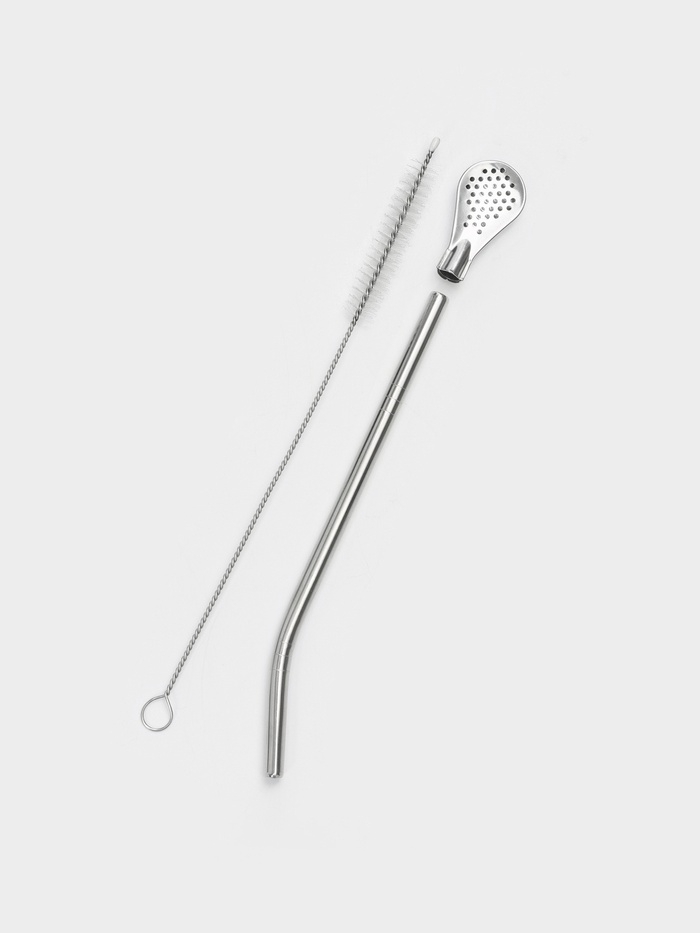 Калабас для чая Мате 240 мл и бомбилья с щеткой для чистки, набор для приготовления, черный   107851