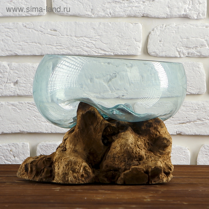 Вазон стекло на дереве "Забота" 20х25х25 см, МИКС