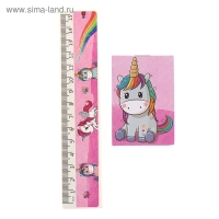 Набор настольный детский "Единорог" (подставка+2 карандаша+линейка+точилка+ластик+блокнот 8 листов)