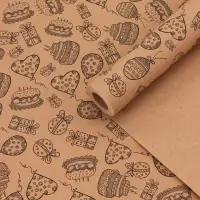 Крафт бумага &laquo;Праздник&raquo; черный на коричневом фоне, 0.7&times;10&plusmn;5% м, 60 г