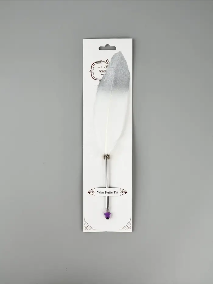 Перо белое с серебром (наконечник ручка), дл.25 см