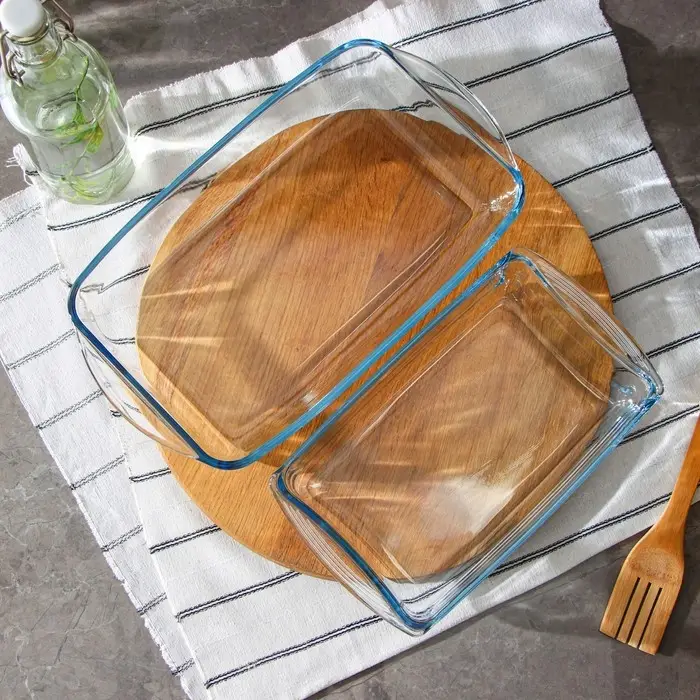 Набор форм из жаропрочного стекла для запекания Borcam, 2 предмета: 1,95 л, 1,32 л, 33,5&times;19 см, 26&times;14,8 см