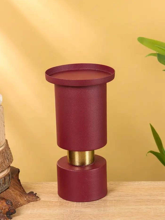 Подсвечник на 1 свечу текстурный "Баклажановый" 10,5х10,5х19 см