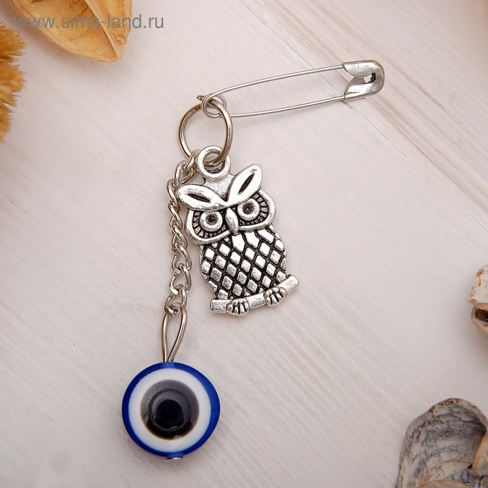 Булавка-оберег &laquo;Удачи на дороге&raquo;, 6 см, цвет синий в серебре