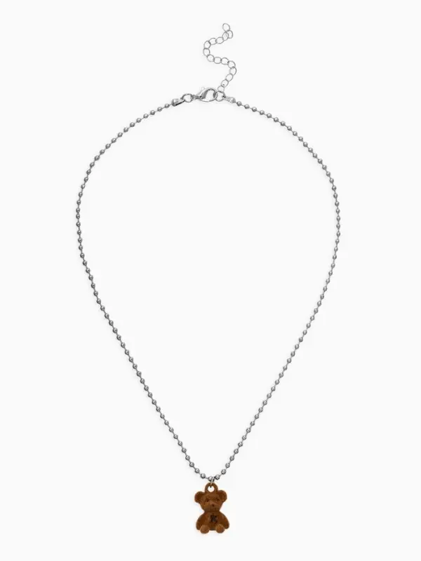 Кулон детский &laquo;Выбражулька. Мишка&raquo;, 40 см, коричневый в серебре