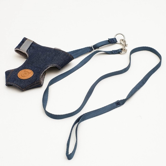 Комплект "Рефлекс", размер S, поводок 95 см, ОГ 18-47 см, джинси