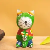 Сувенир интерьерный "Котики" 5х5х8 см, дерево, цв. зелёный