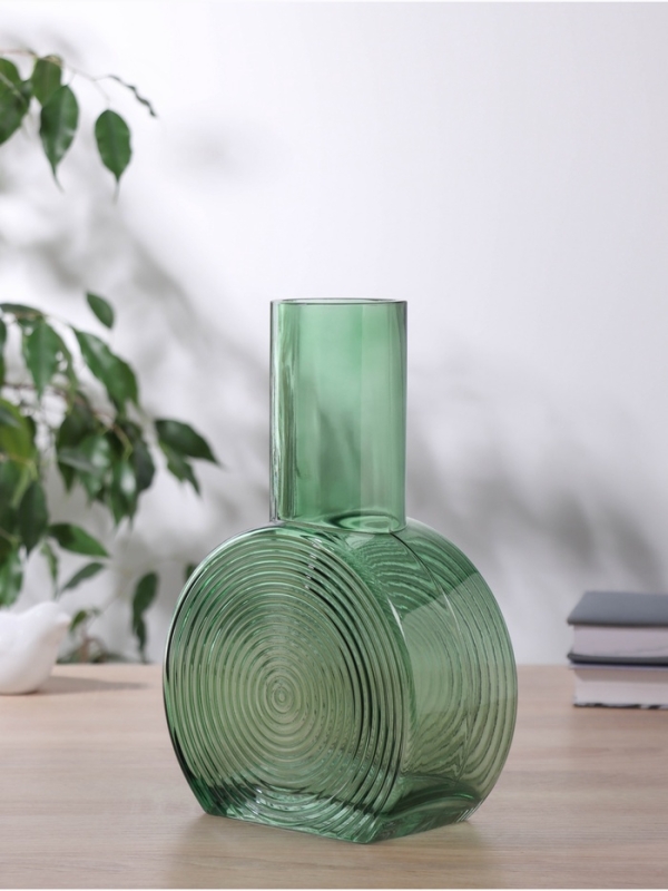 Ваза стекло настольная "Эйверис" d-6 см, 24х15,5 см, зелёный