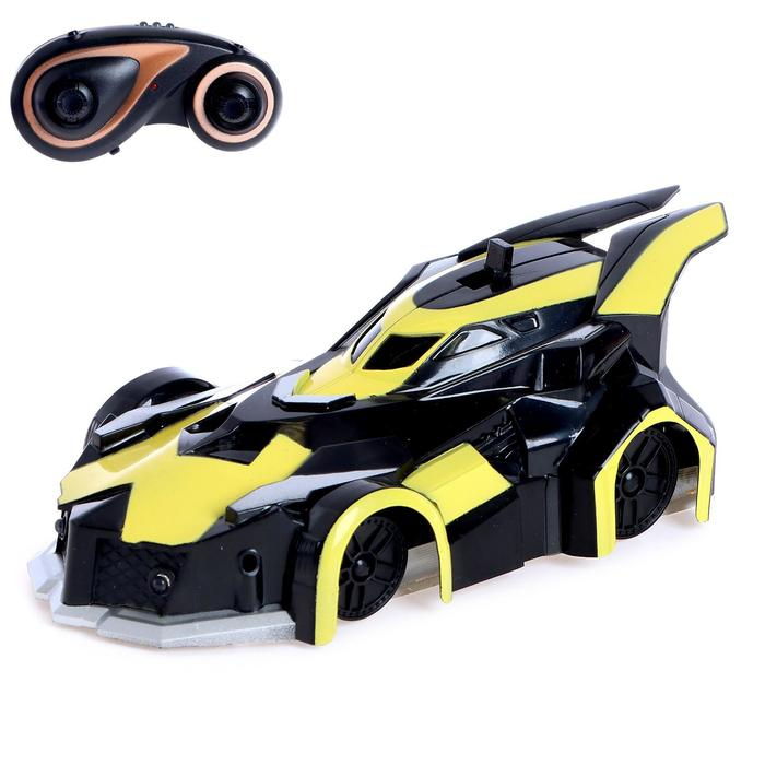 Антигравитационная машинка &laquo;СпортКар&raquo;, радиоуправление, аккумулятор, ездит по стенам, свет, цвет жёлтый