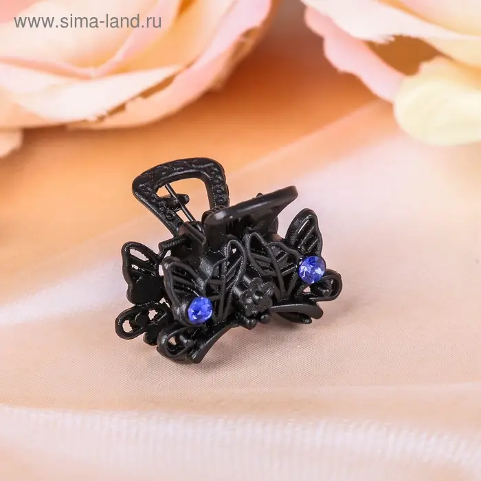 Крабик для волос &laquo;Чёрный с камешками&raquo;, 2.5 см, чёрный