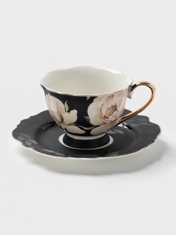 Чайная пара 220 мл WY  "Pink O'hara", чёрный