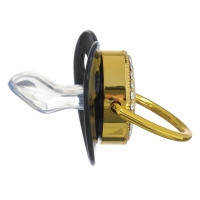 Соска - пустышка силиконовая ортодонтическая &laquo;Я тут главный&raquo;, от 12 мес., с колпачком, цвет черный/золото, стразы