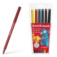 Фломастеры 6 цветов, ErichKrause, "Jolly Friends Super Washable" микс Фломастеры 6 цветов, ErichKrause, "Jolly Friends Super Washable" микс