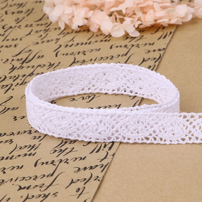 Кружево вязаное, 22 мм &times; 10 &plusmn; 1 м, цвет белый