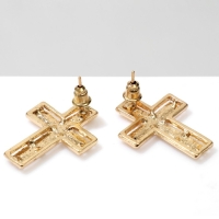 Серьги &laquo;Крестики&raquo; рельеф, цвет золото