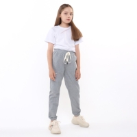 Брюки спортивные для девочек, цвет серый, рост 158 см