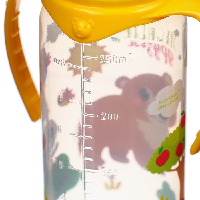 Бутылочка для кормления &laquo;Лесные друзья&raquo;, классическое горло, 250 мл., от 3 мес., цилиндр, с ручками