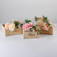 Набор кашпо деревянных ящиков, 30&times;25&times;20 см "Be happy", 3 в 1, гравировка