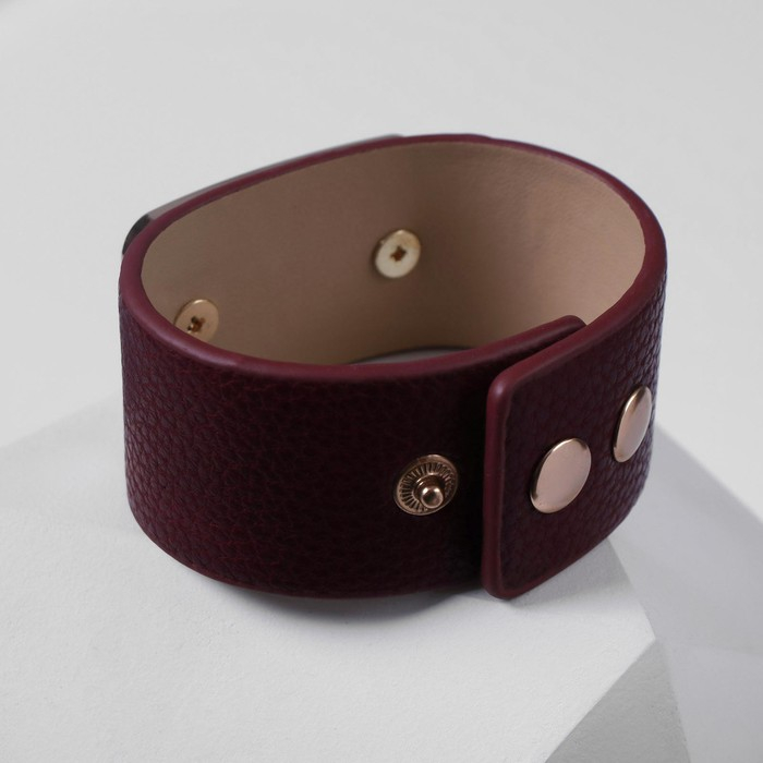 Браслет кожа &laquo;Помпеи&raquo; стразы, цвет бордовый в золоте, 21 см