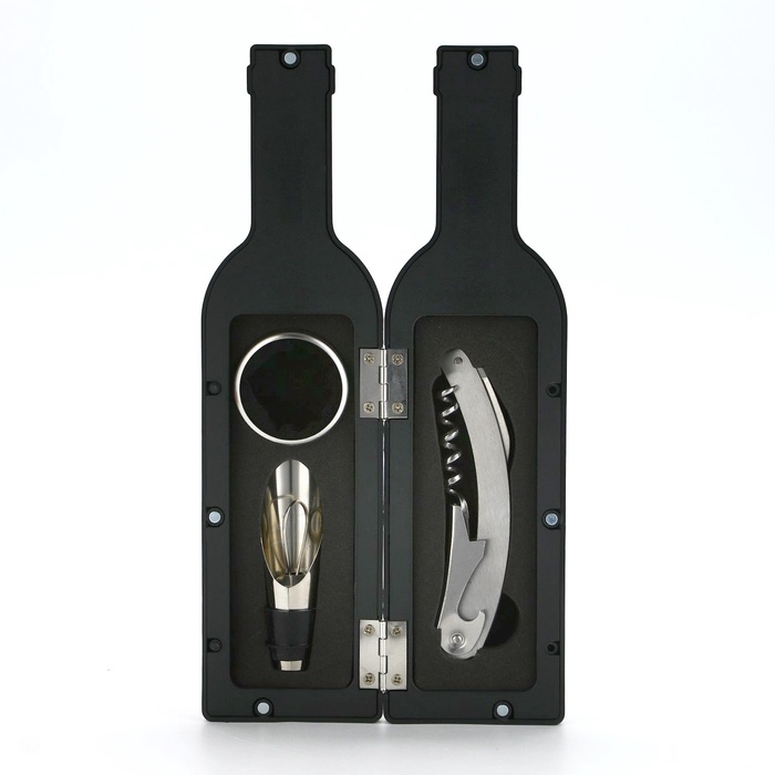 Подарочный набор для вина мини: аэратор, штопор, каплеуловитель для бутылки вина &laquo;Wine&raquo;, 20 х 10 см